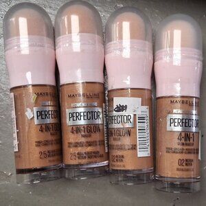 4 Maybelline perfector foundations  2/ 02 medium + 2/2.5 medium